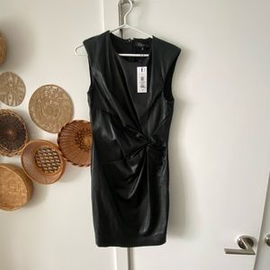 Brand New w/ Tags Faux Leather Black Bodycon Dress in M